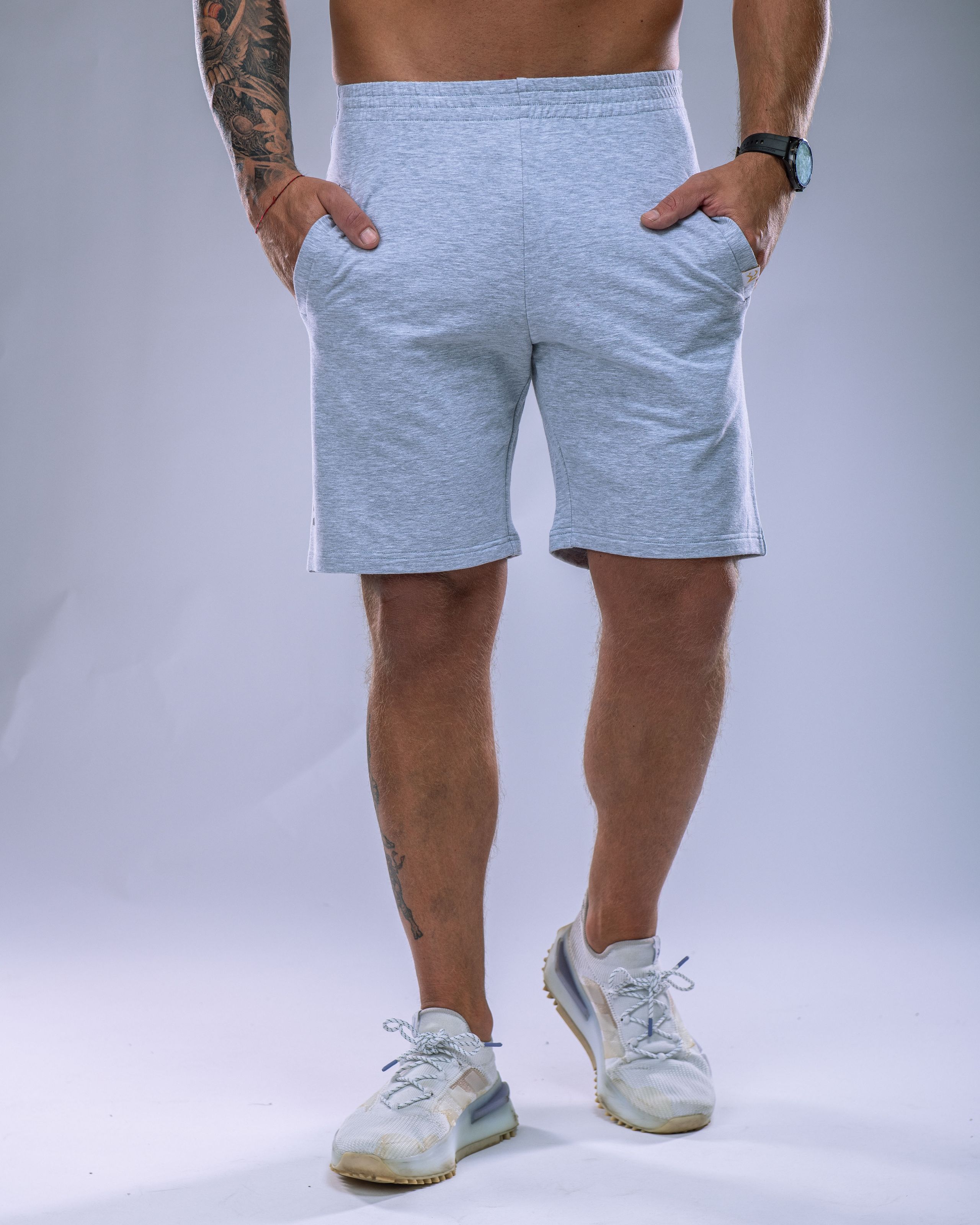 Pánské kraťasy SLIM šedý melír XL-0