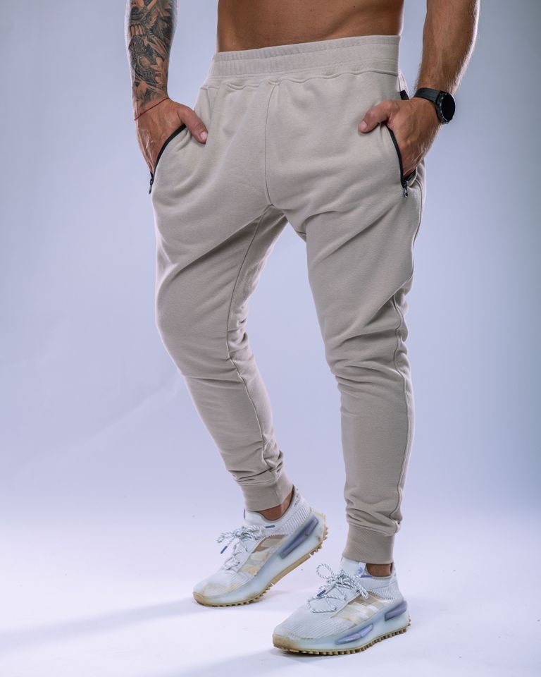 Pánské tepláky SLIM béžové L-1