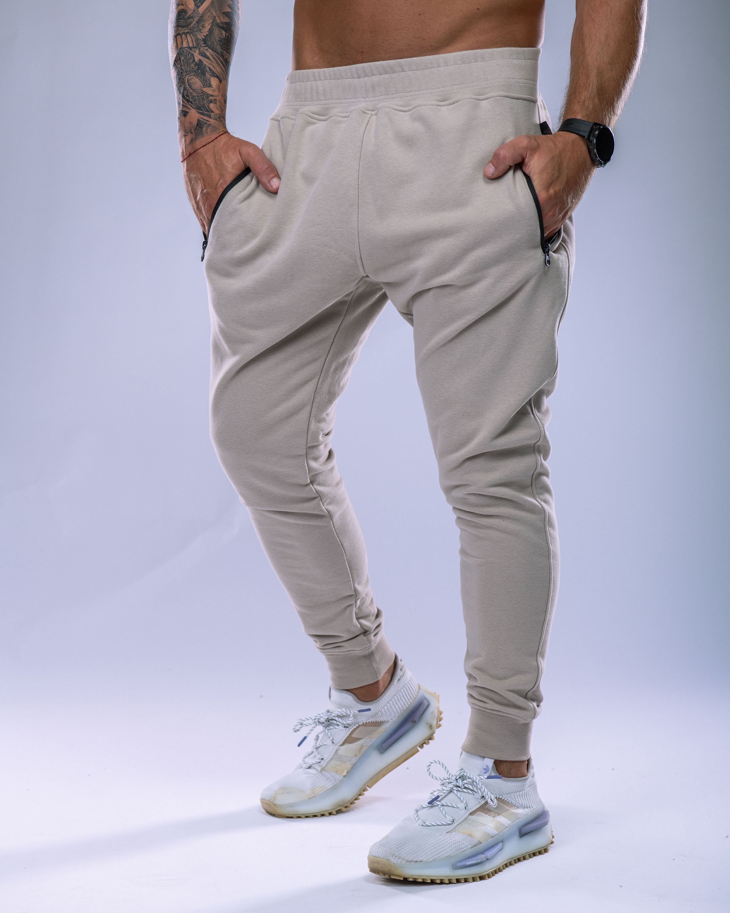 Pánské tepláky SLIM béžové M-2