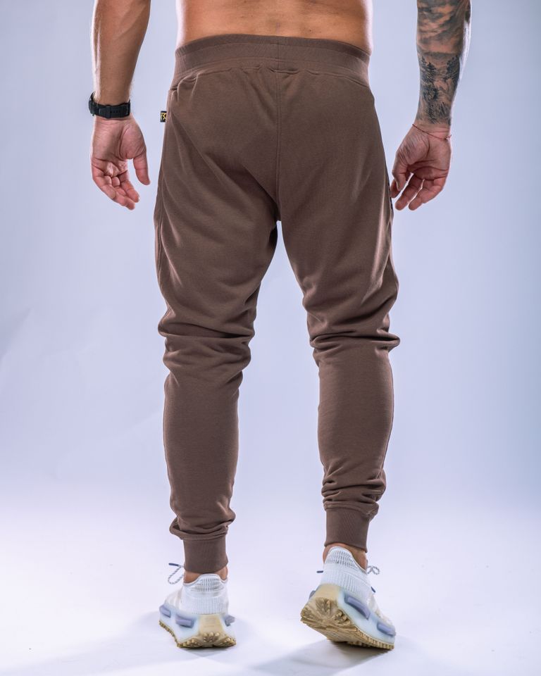 Pánské tepláky SLIM hnědé L-0
