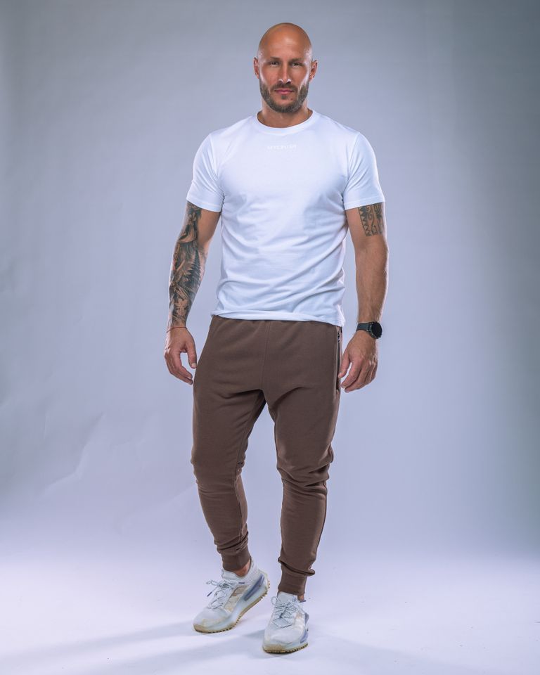 Pánské tepláky SLIM hnědé L-1