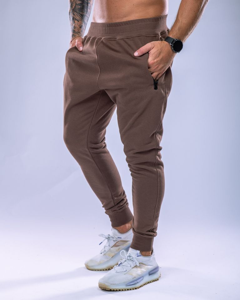 Pánské tepláky SLIM hnědé L-3