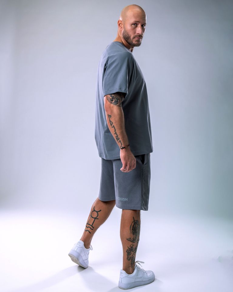 Pánské tričko oversize bez potisku šedé L-1