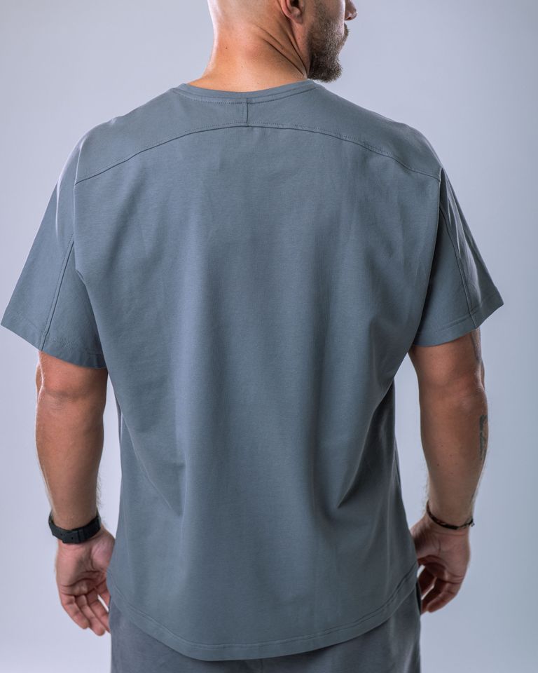 Pánské tričko oversize bez potisku šedé XL-0