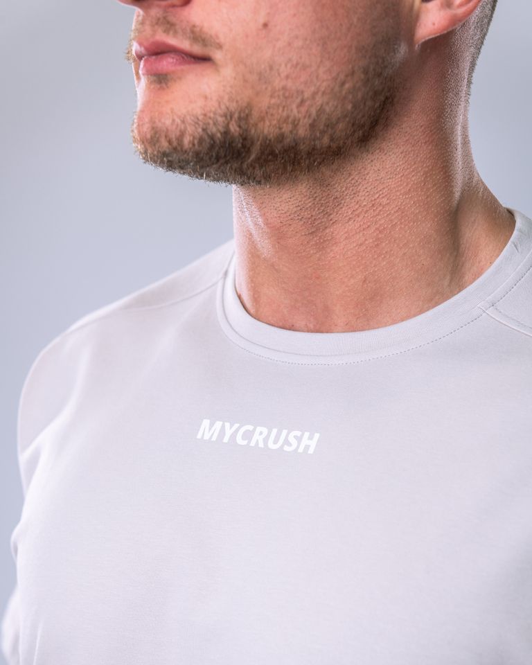 Pánské tričko oversize s malým potiskem béžové XL-2