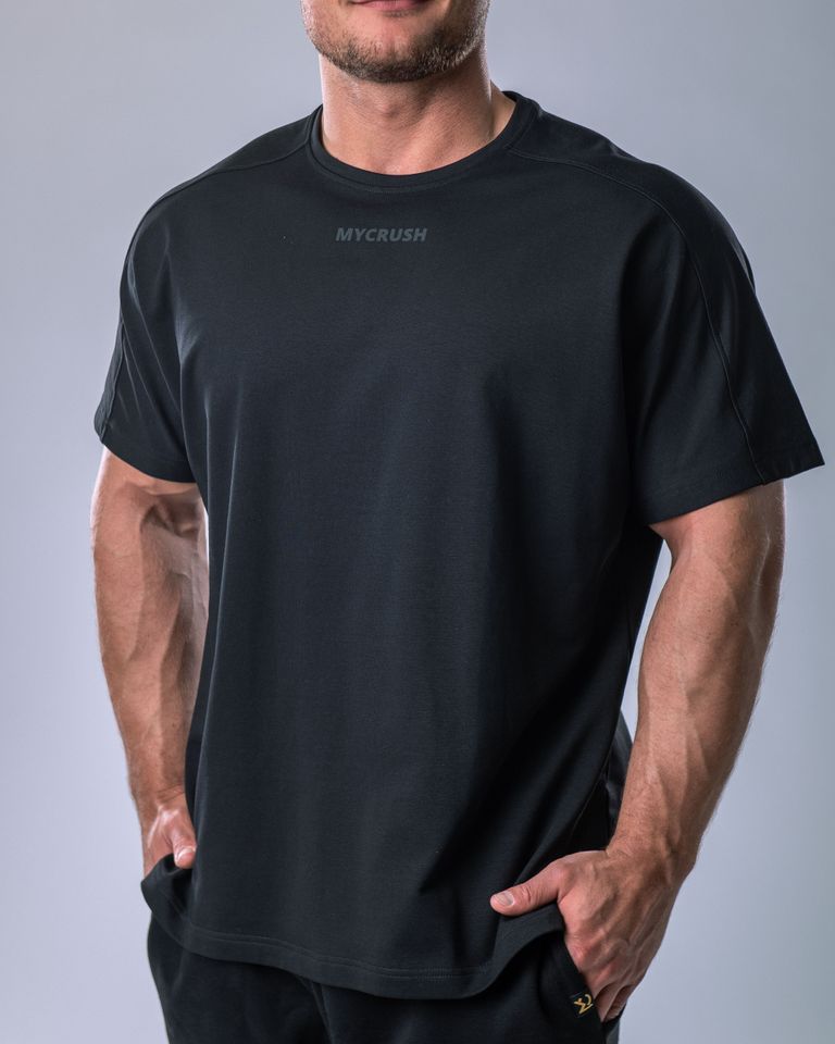 Pánské tričko oversize s malým potiskem černé XL-2