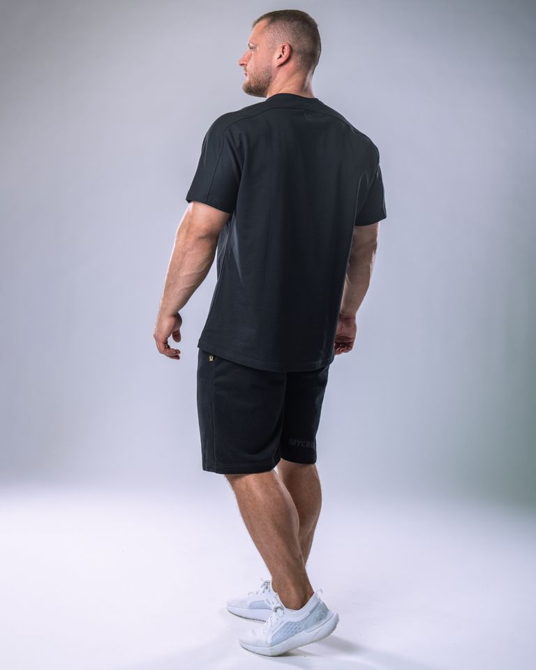 Pánské tričko oversize s malým potiskem černé XL-5