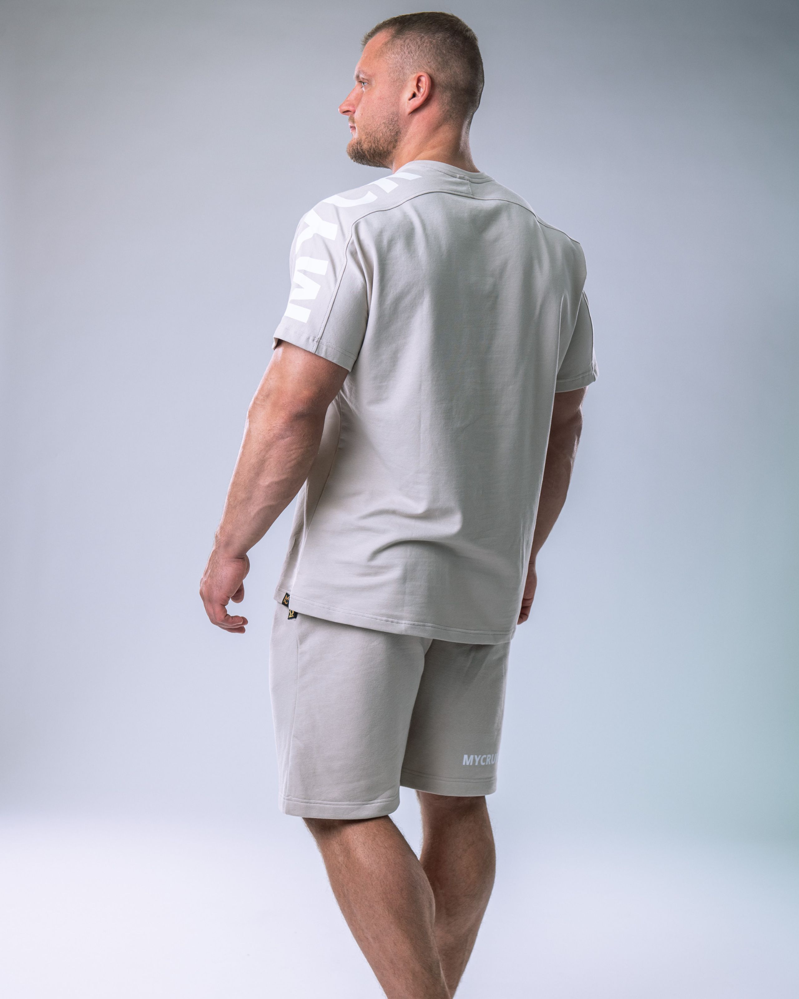 Pánské tričko oversize s velkým potiskem béžové XL-3