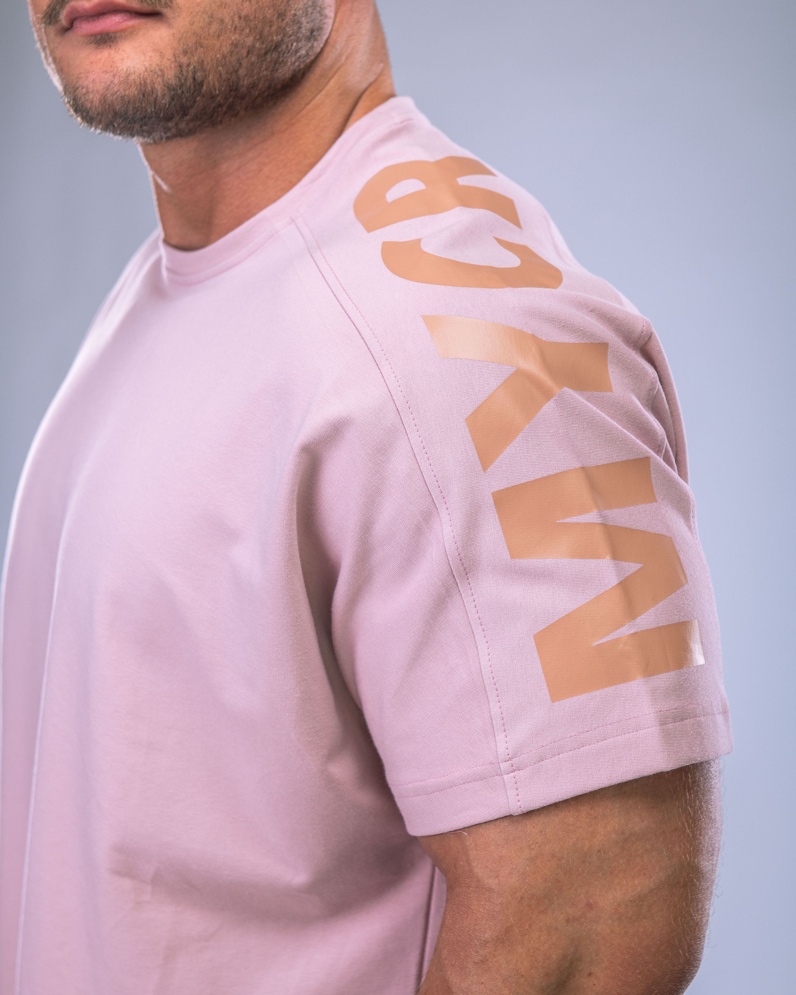 Pánské tričko oversize s velkým potiskem růžové XL-4