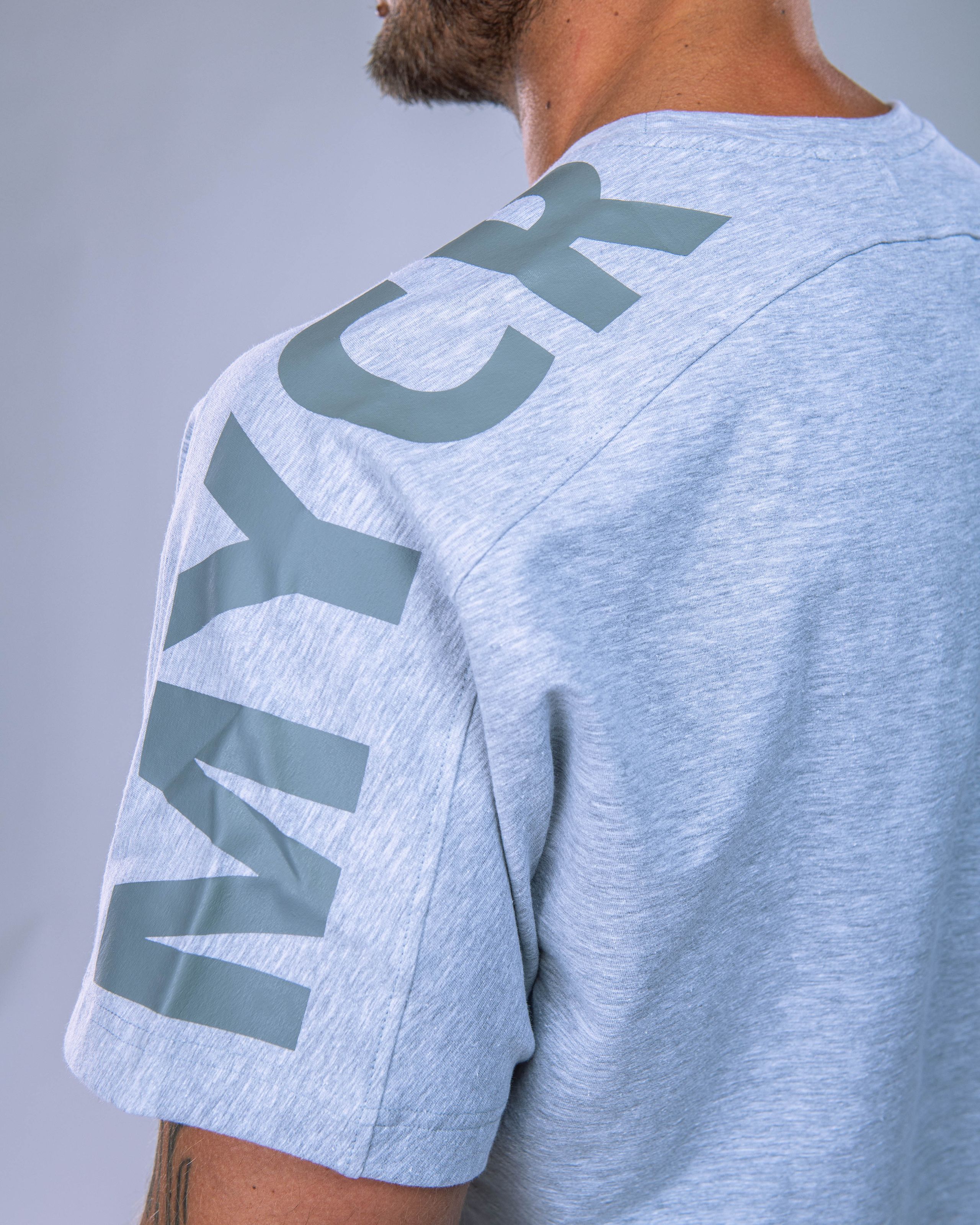 Pánské tričko oversize s velkým potiskem šedý melír M-4