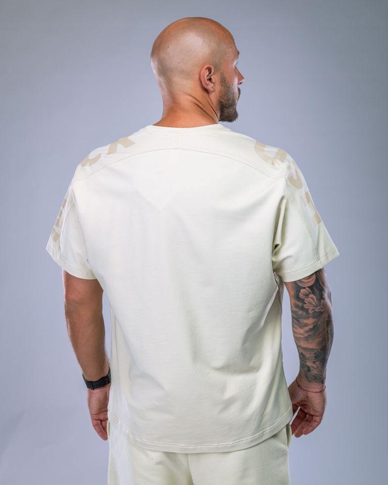 Pánské tričko oversize s velkým potiskem žluté M-0