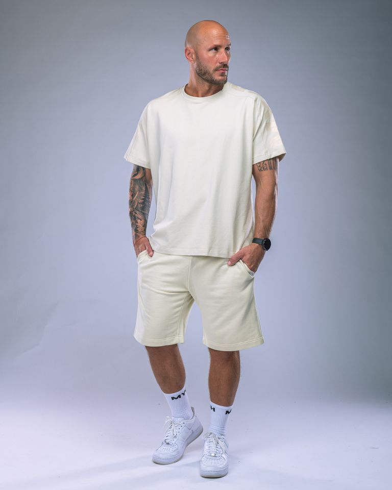 Pánské tričko oversize s velkým potiskem žluté M-2