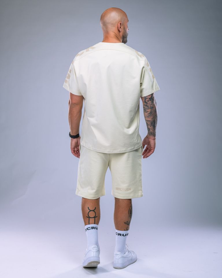 Pánské tričko oversize s velkým potiskem žluté M-4