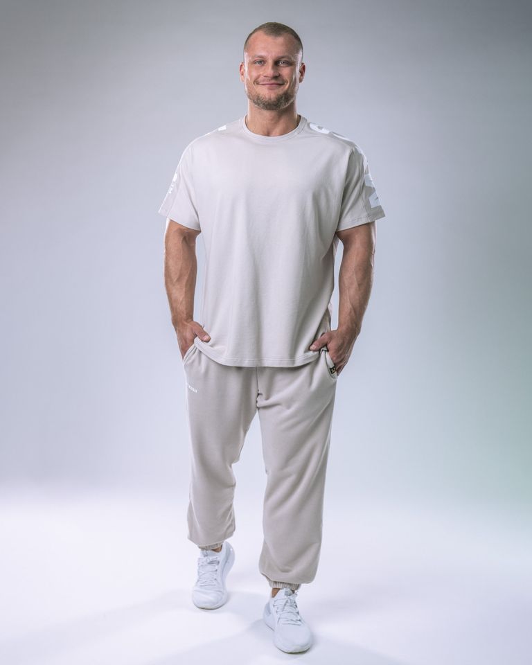 Unisex tepláky regular béžové S-1