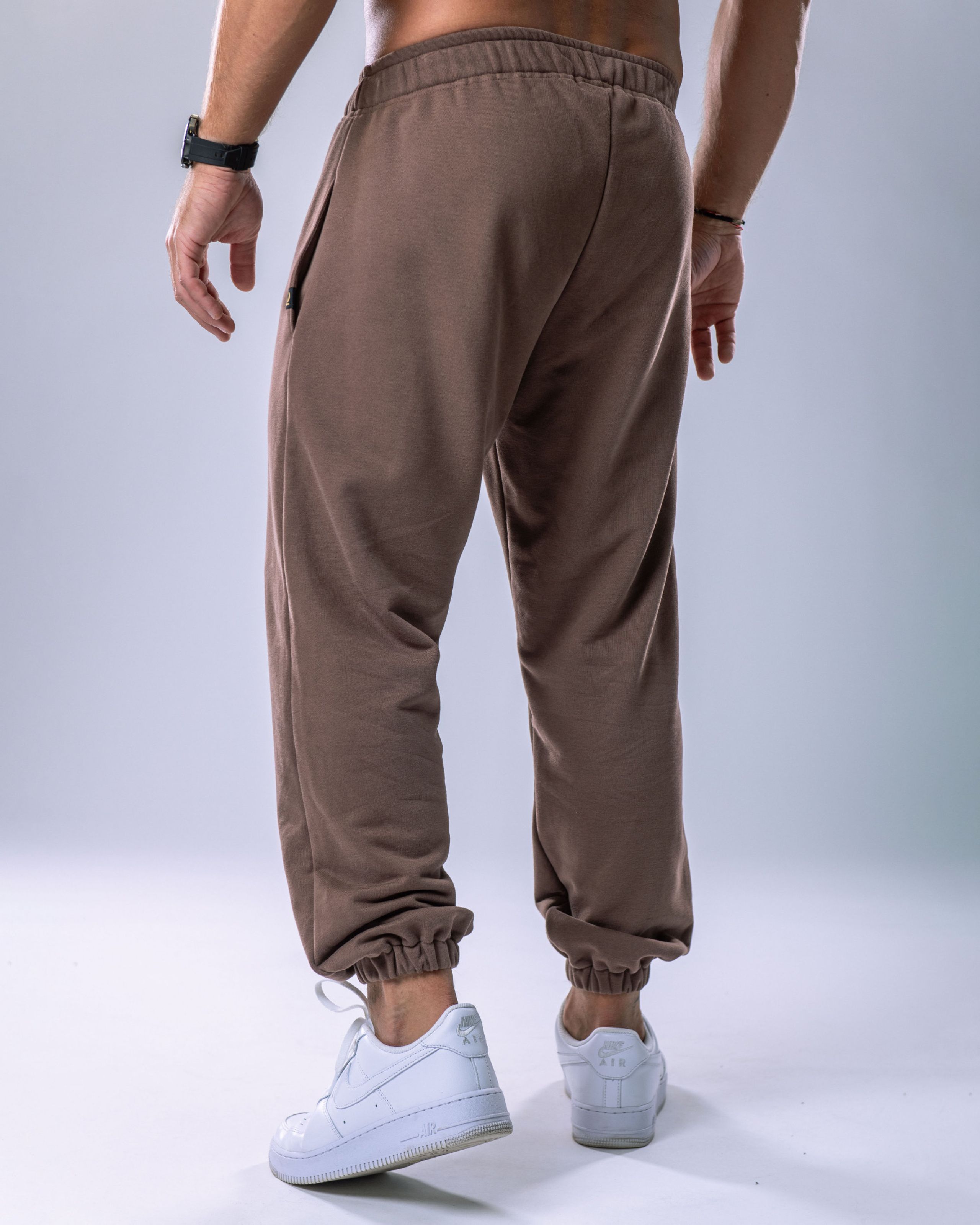 Unisex tepláky regular hnědé XS-2