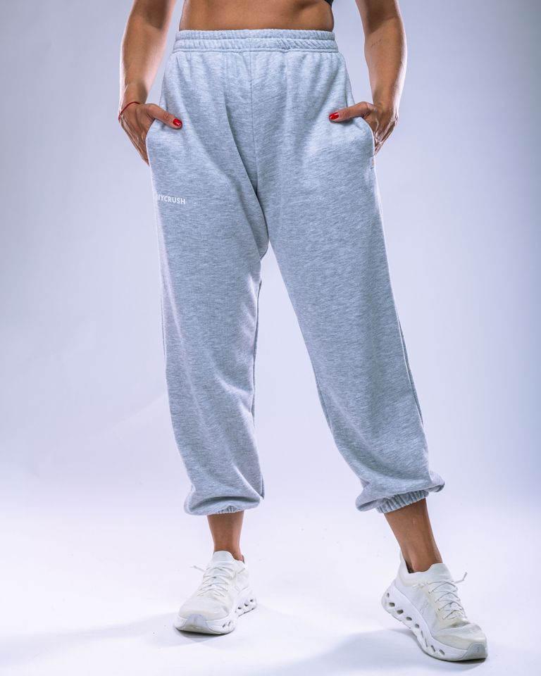 Unisex tepláky regular šedý melír L-0