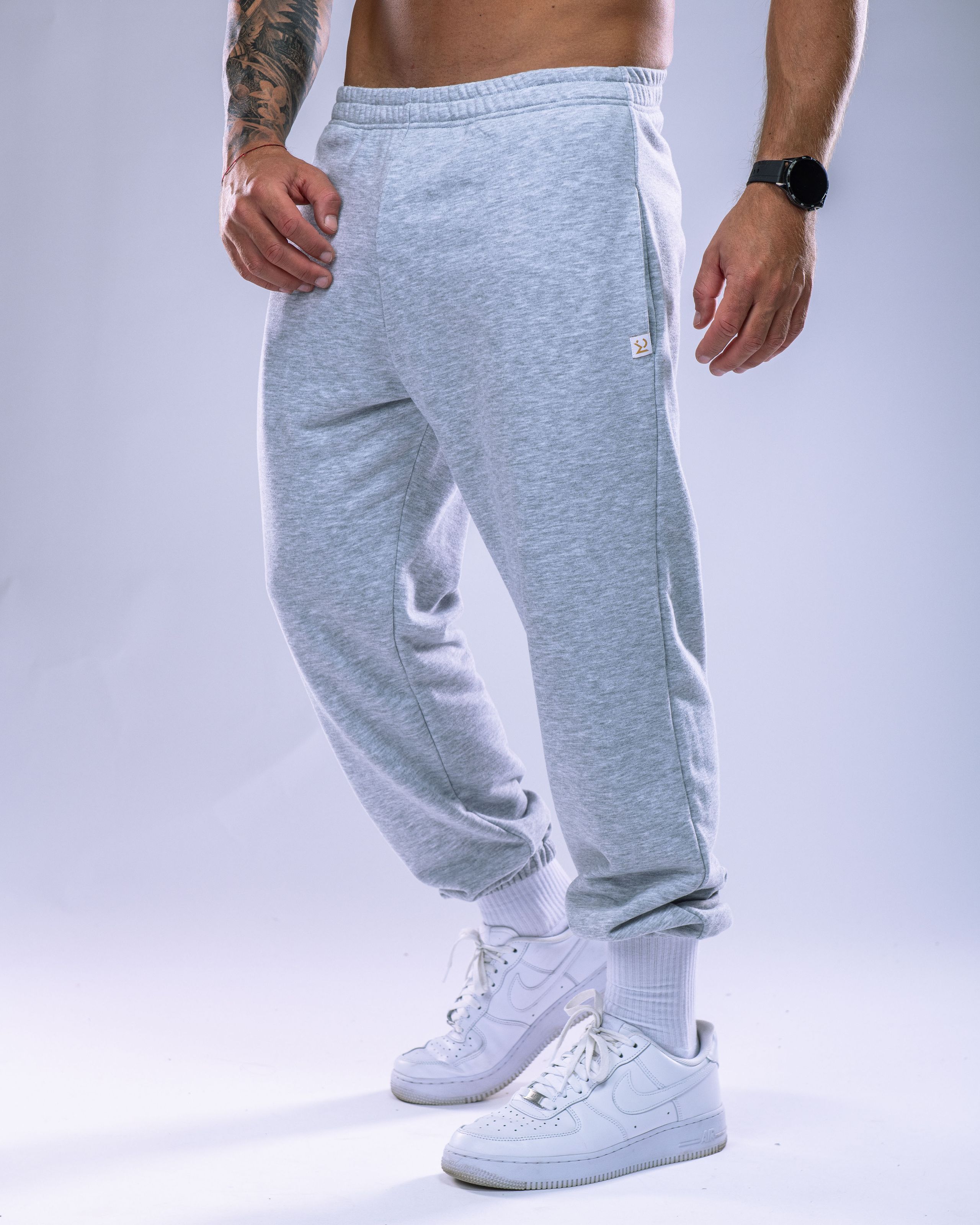 Unisex tepláky regular šedý melír L-10