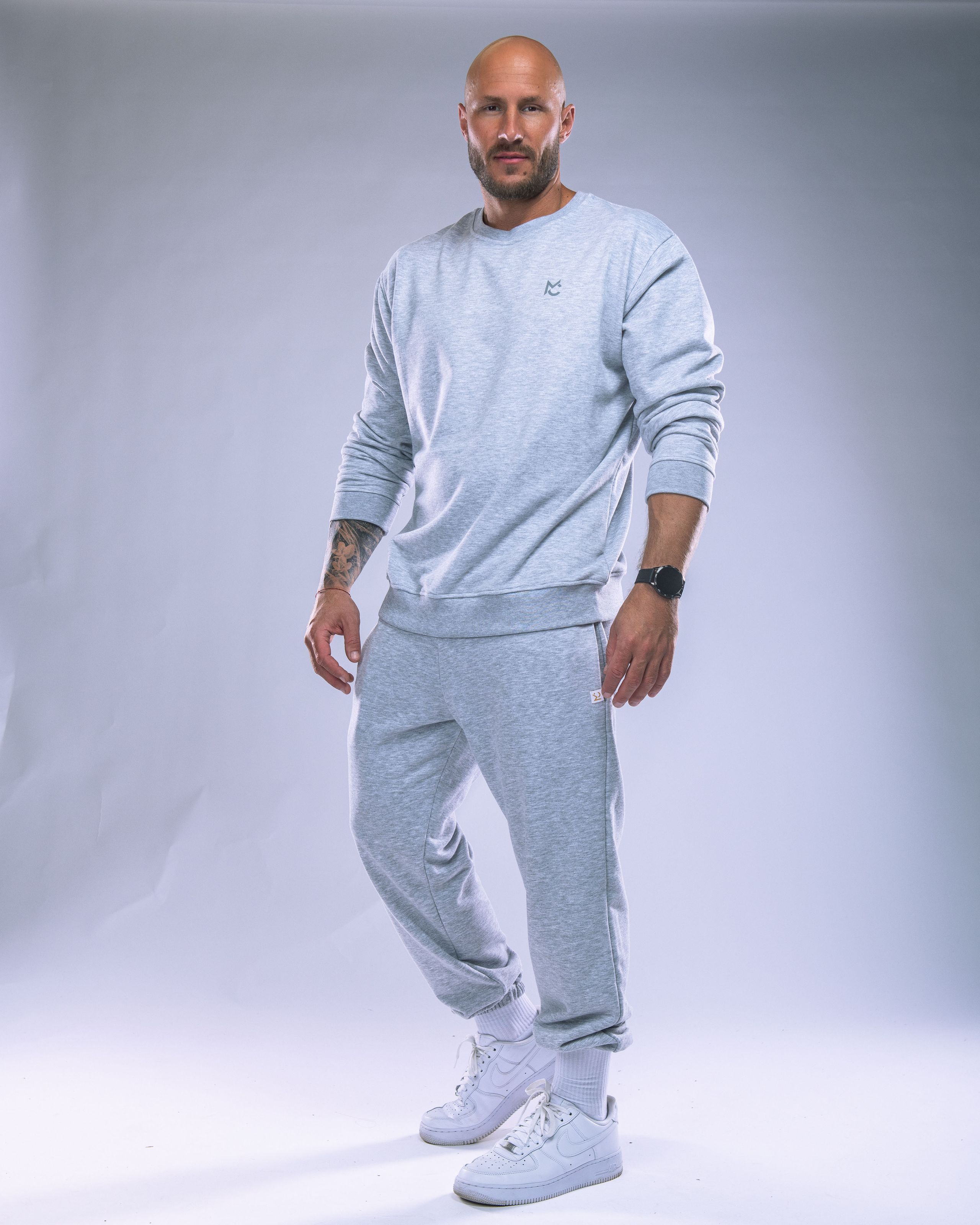 Unisex tepláky regular šedý melír XS-3