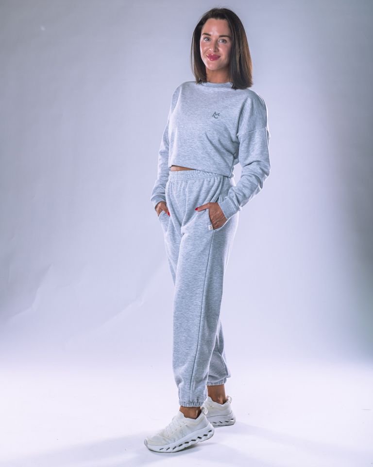 Unisex tepláky regular šedý melír XS-3