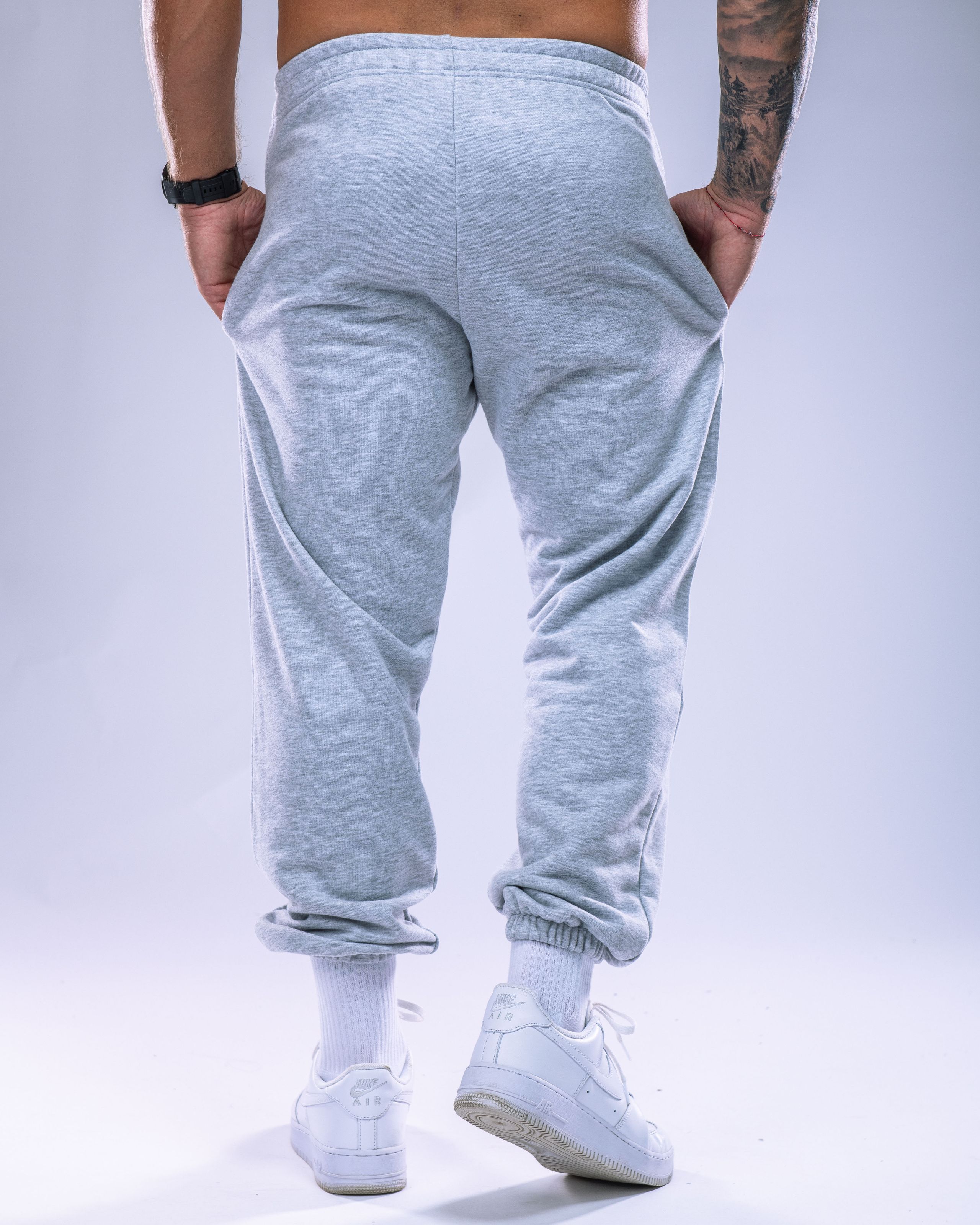 Unisex tepláky regular šedý melír XS-11